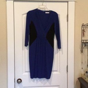 Long sleeved flattering dress with color blocking